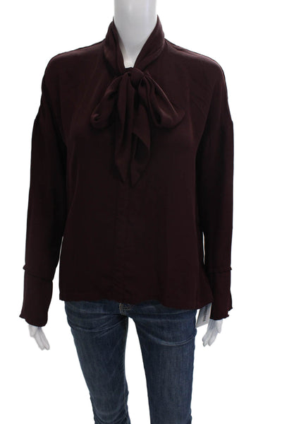 Theory Womens Brown High Neck Long Sleeve Blouse Size 0P