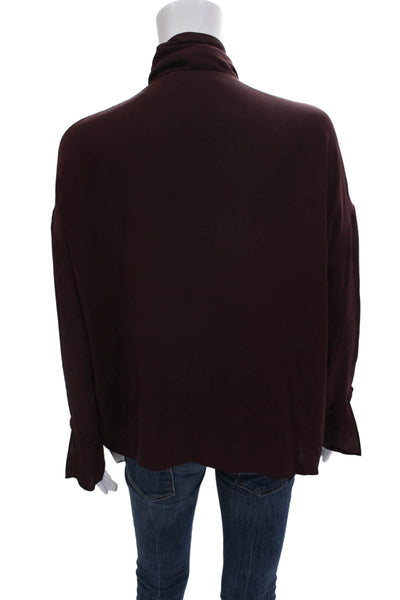 Theory Womens Brown High Neck Long Sleeve Blouse Size 0P