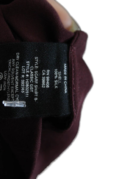 Theory Womens Brown High Neck Long Sleeve Blouse Size 0P