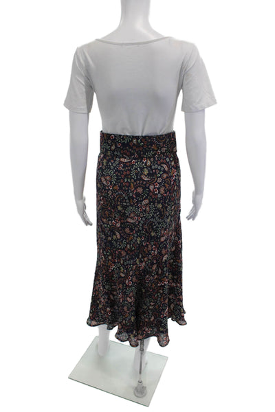 Nicholas Womens Peasant Maxi Dark Blue Silk Paisley Skirt Size 4