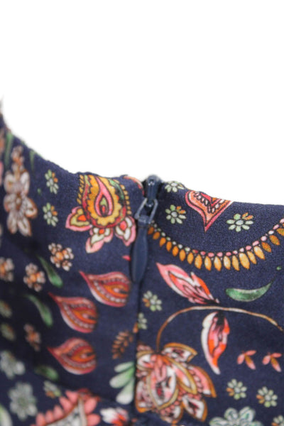 Nicholas Womens Peasant Maxi Dark Blue Silk Paisley Skirt Size 4
