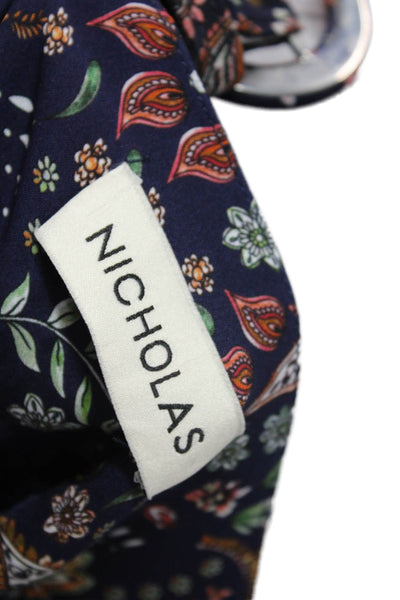 Nicholas Womens Peasant Maxi Dark Blue Silk Paisley Skirt Size 4
