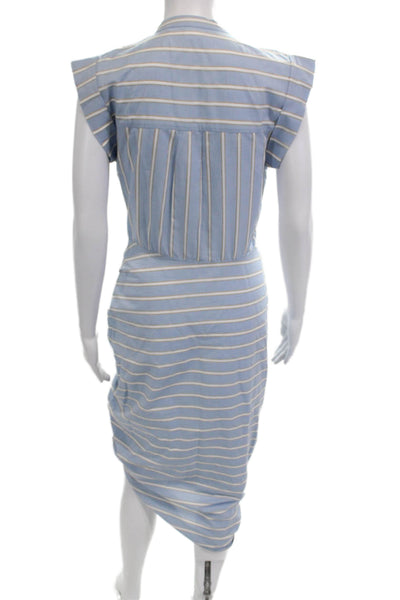 Veronica Beard Women Striped V-Neck Shirt Dress Light Blue Size 2