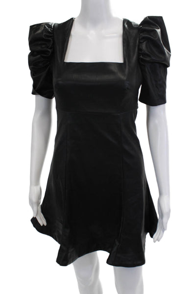 Likely Women Fit & Flare Mini Dress Black Square Neck Short Sleeve Size 0