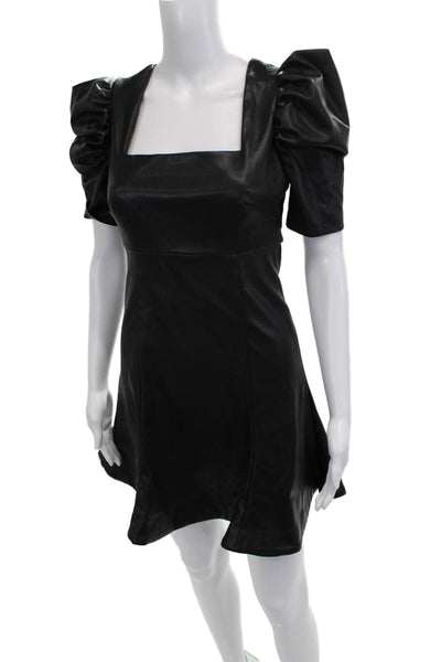 Likely Women Fit & Flare Mini Dress Black Square Neck Short Sleeve Size 0