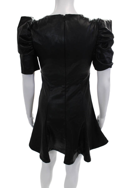 Likely Women Fit & Flare Mini Dress Black Square Neck Short Sleeve Size 0