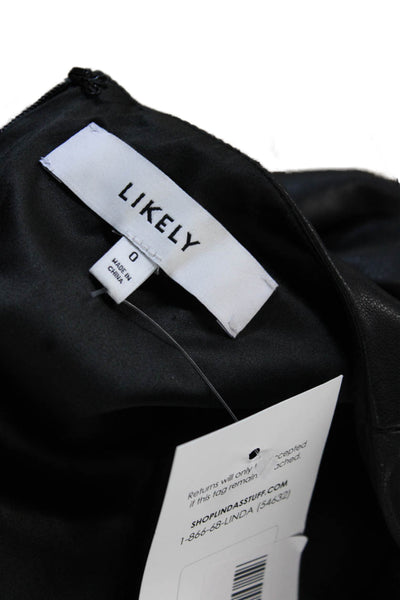 Likely Women Fit & Flare Mini Dress Black Square Neck Short Sleeve Size 0