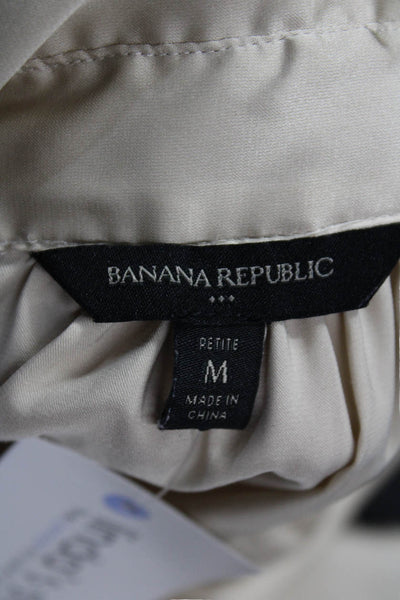 Banana Republic Women Sleeveless Collared Button-Up Blouse Beige Basic Size M