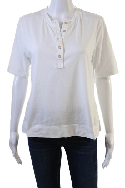 Banana Republic Womens Basic Polo White Short Sleeve Cotton Button Size M
