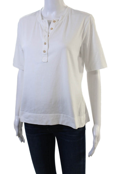 Banana Republic Womens Basic Polo White Short Sleeve Cotton Button Size M