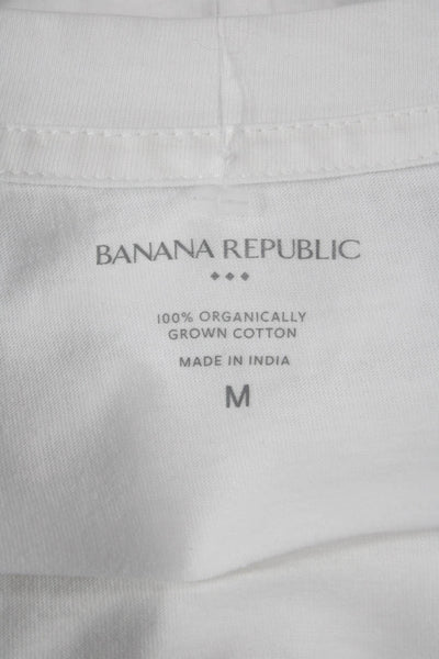 Banana Republic Womens Basic Polo White Short Sleeve Cotton Button Size M