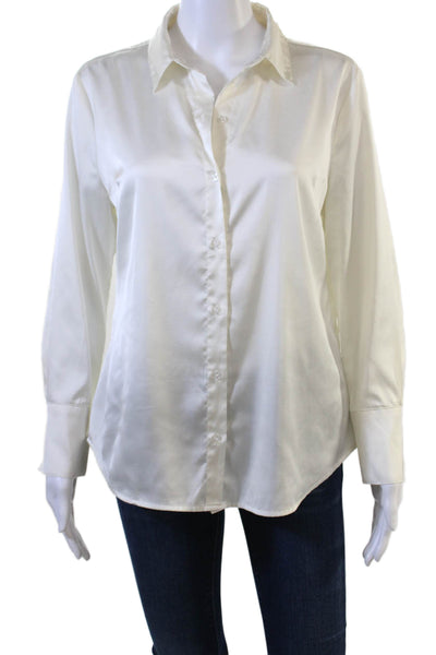 Banana Republic Womens White Button-Up Blouse Long Sleeve Petites Size M