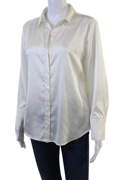 Banana Republic Womens White Button-Up Blouse Long Sleeve Petites Size M