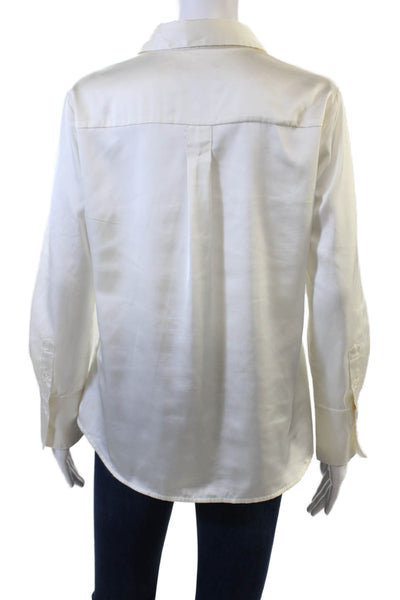 Banana Republic Womens White Button-Up Blouse Long Sleeve Petites Size M