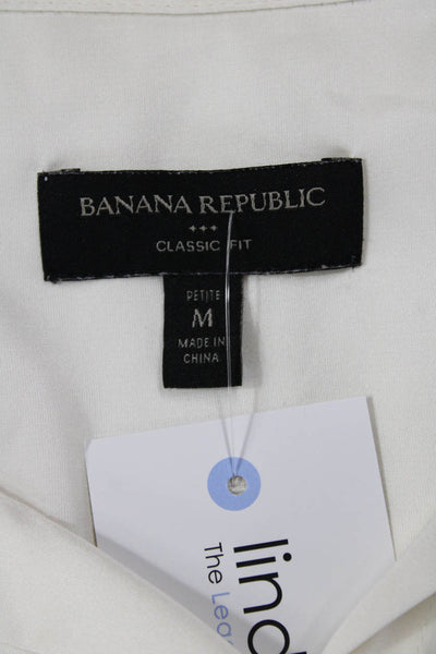 Banana Republic Womens White Button-Up Blouse Long Sleeve Petites Size M