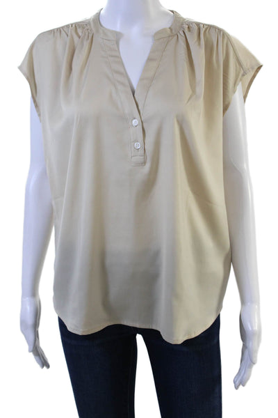 Banana Republic Womens Beige V-Neck Sleeveless Basic Blouse Size M