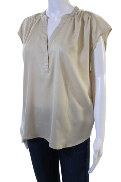 Banana Republic Womens Beige V-Neck Sleeveless Basic Blouse Size M