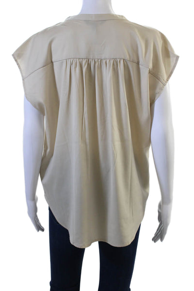 Banana Republic Womens Beige V-Neck Sleeveless Basic Blouse Size M