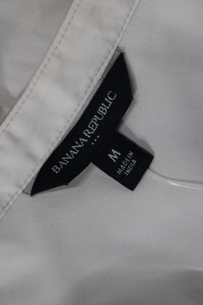 Banana Republic Womens Beige V-Neck Sleeveless Basic Blouse Size M