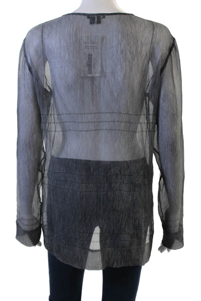 Theory Women Black Check Tunic Long Sleeve Button Up Size M