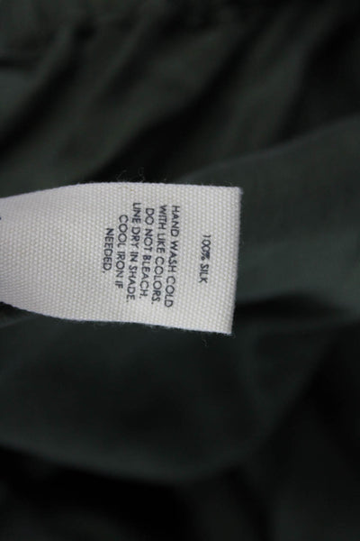 Unsubscribed Womens Silk Sleeveless Button-Up Blouse Solid Green Army Size S