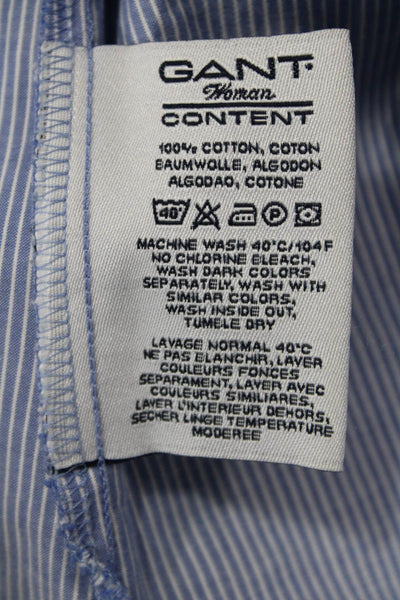 Gant Women Striped Light Blue Cotton V-Neck Sleeveless Blouse Size 8