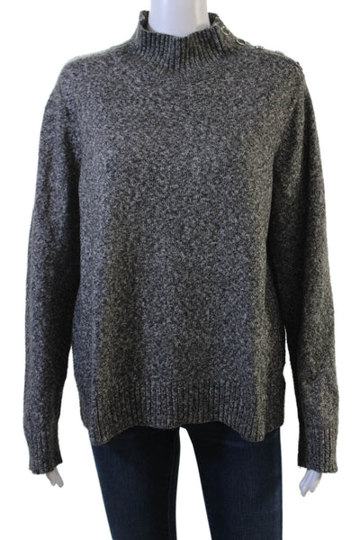 Michael Michael Kors Unisex Dark Gray Mock Neck Pullover Sweater Button Size L