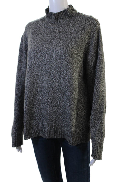 Michael Michael Kors Unisex Dark Gray Mock Neck Pullover Sweater Button Size L