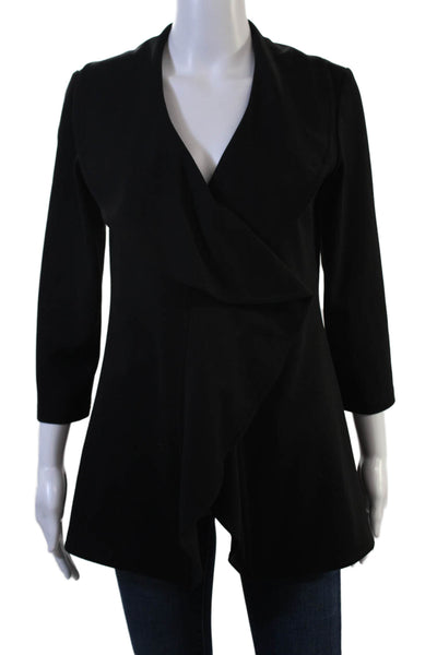Calvin Klein Womens Black V-Neck 3/4 Sleeve Blazer Size 2