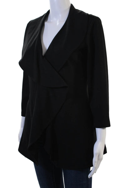 Calvin Klein Womens Black V-Neck 3/4 Sleeve Blazer Size 2