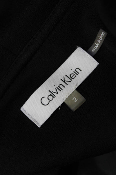 Calvin Klein Womens Black V-Neck 3/4 Sleeve Blazer Size 2