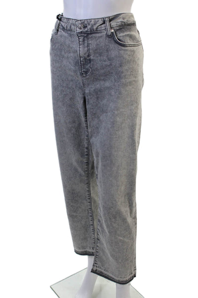 Paige Black Label Unisex Gray Cropped Straight Jeans Size 34