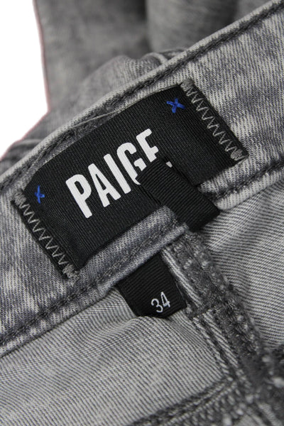 Paige Black Label Unisex Gray Cropped Straight Jeans Size 34