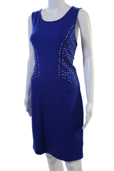 Philosophy By Republic, Women Sheath Dress Blue Sleeveless Knee Length Size M