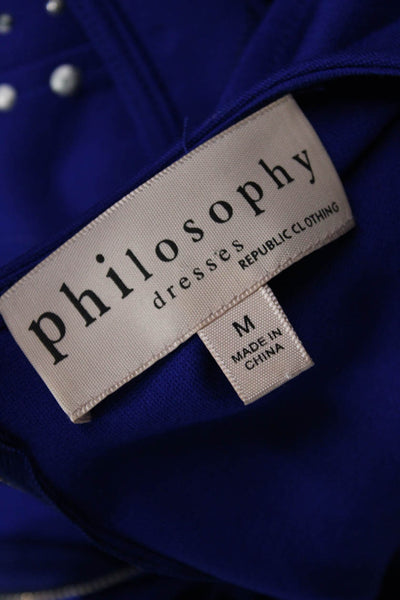 Philosophy By Republic, Women Sheath Dress Blue Sleeveless Knee Length Size M
