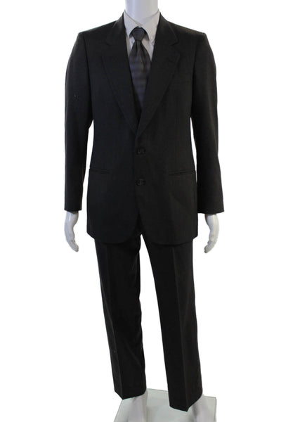 Pierre Cardin Paris Mens 2 Piece Black Wool Blend Button Suit Size 39