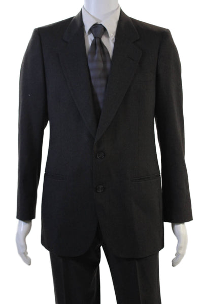 Pierre Cardin Paris Mens 2 Piece Black Wool Blend Button Suit Size 39