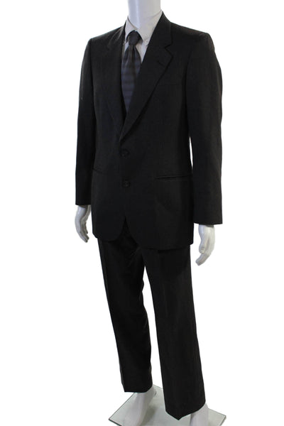 Pierre Cardin Paris Mens 2 Piece Black Wool Blend Button Suit Size 39