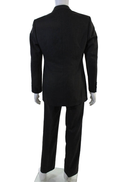 Pierre Cardin Paris Mens 2 Piece Black Wool Blend Button Suit Size 39