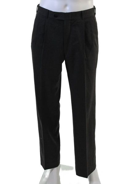 Pierre Cardin Paris Mens 2 Piece Black Wool Blend Button Suit Size 39