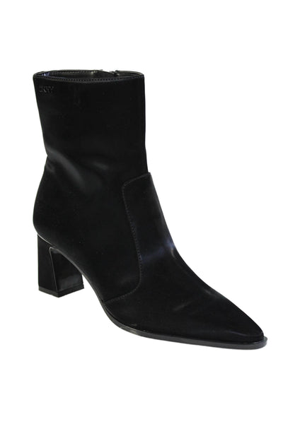 DKNY Womens Pointed Toe Zip Up Ankle Boots Black Size 6.5 Medium