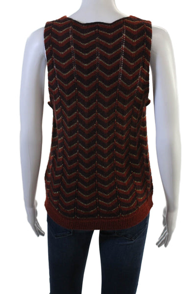 Soeur Women Sleeveless Tank Round Neck Geometric Bird Print Brown Size 38