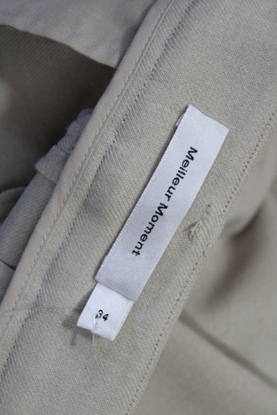 Meilleur Moment Womens Ankle Cropped Dress Pants Beige 100% Polyester Size 34