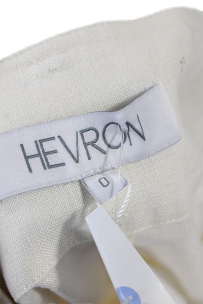 Hevron Unisex White Linen Beach Buckle Shorts Size 0
