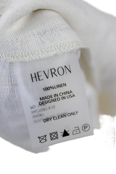 Hevron Unisex White Linen Beach Buckle Shorts Size 0