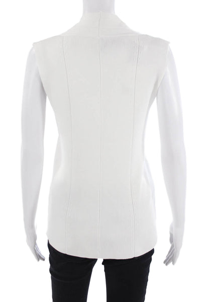 Metric Knits Women White V-Neck Sleeveless Tunic Tank Sweater Size XL