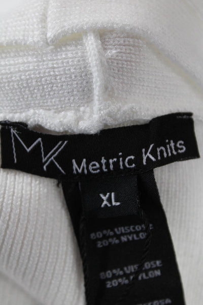 Metric Knits Women White V-Neck Sleeveless Tunic Tank Sweater Size XL