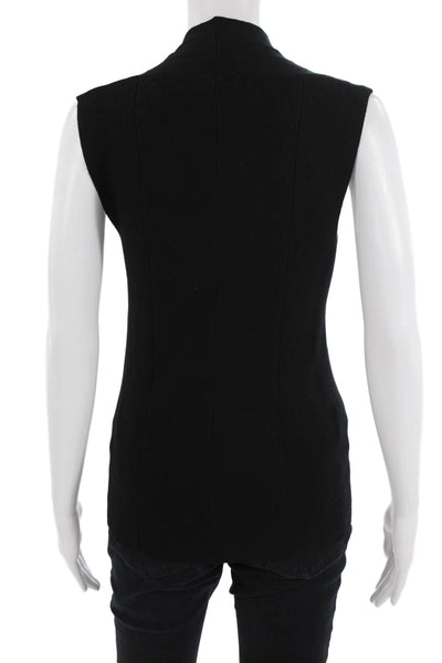 Metric Knits Womens Basic Black V-Neck Sleeveless Tank Size L