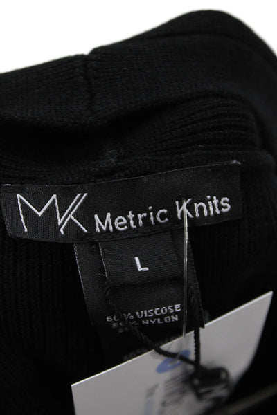 Metric Knits Womens Basic Black V-Neck Sleeveless Tank Size L