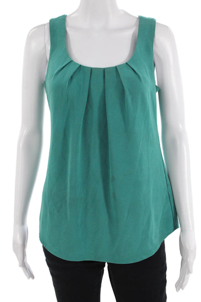 Trina Turk Women Basic Green Square Neck Tank Sleeveless Size S